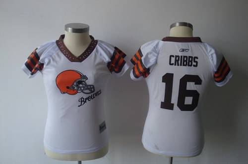 Browns #16 Joshua Cribbs White 2011 Women's Field Flirt NFL Jersey